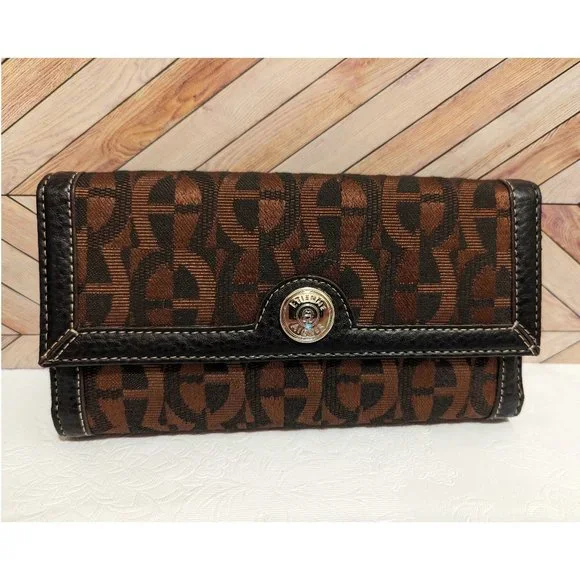 Etienne Aigner Signature Logo Fabric Trifold Wallet w Check Book Holder VGC